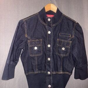 Zoey Beth Women's Denim Jacket Size Medium Blue Jean Button Up Pockets